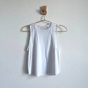 Lululemon Sculpt Cropped White Tank Top - Sheer Mesh Lightweight - 0